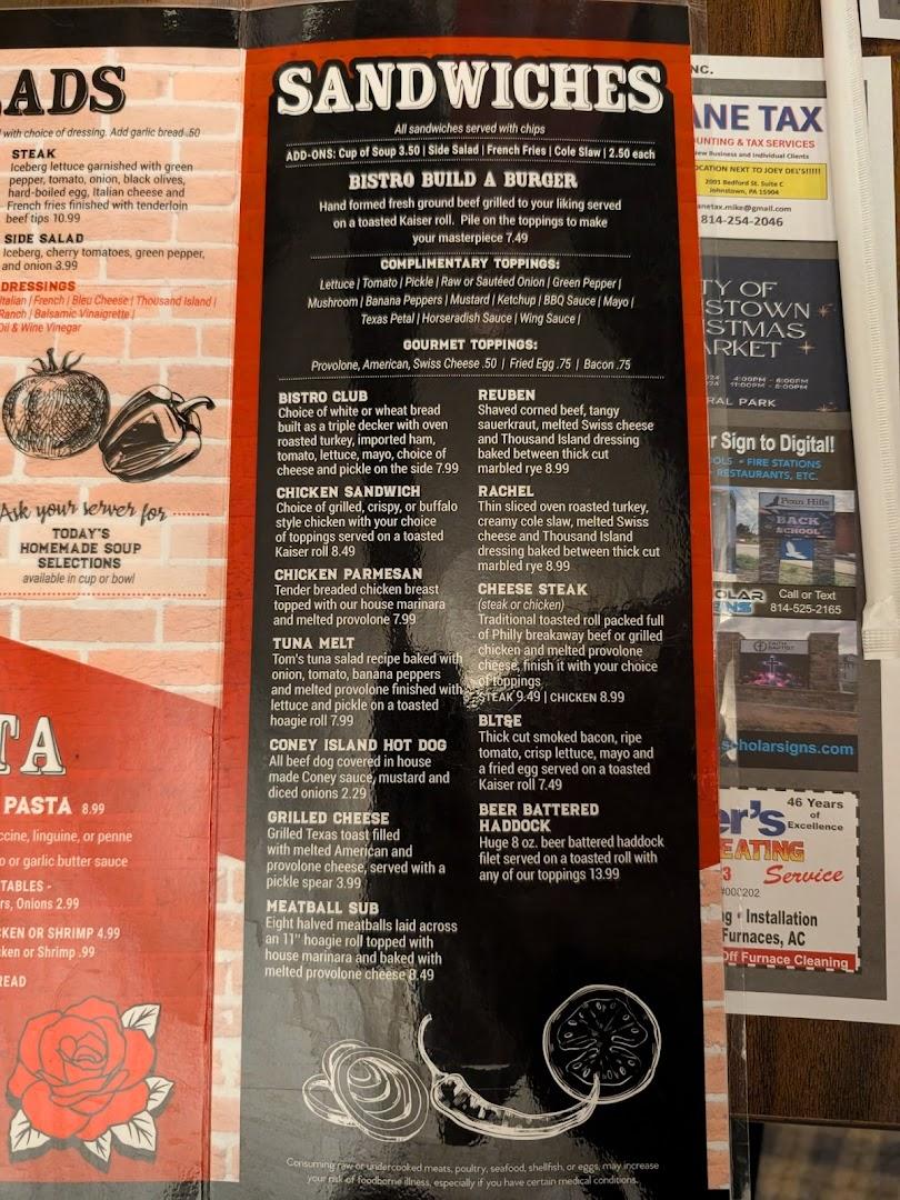 The Rosebud Bistro Menu